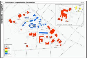 Image of map showing Health Sciences building classifications
