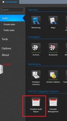 Screenshot of "Schedule Audit Report" selection